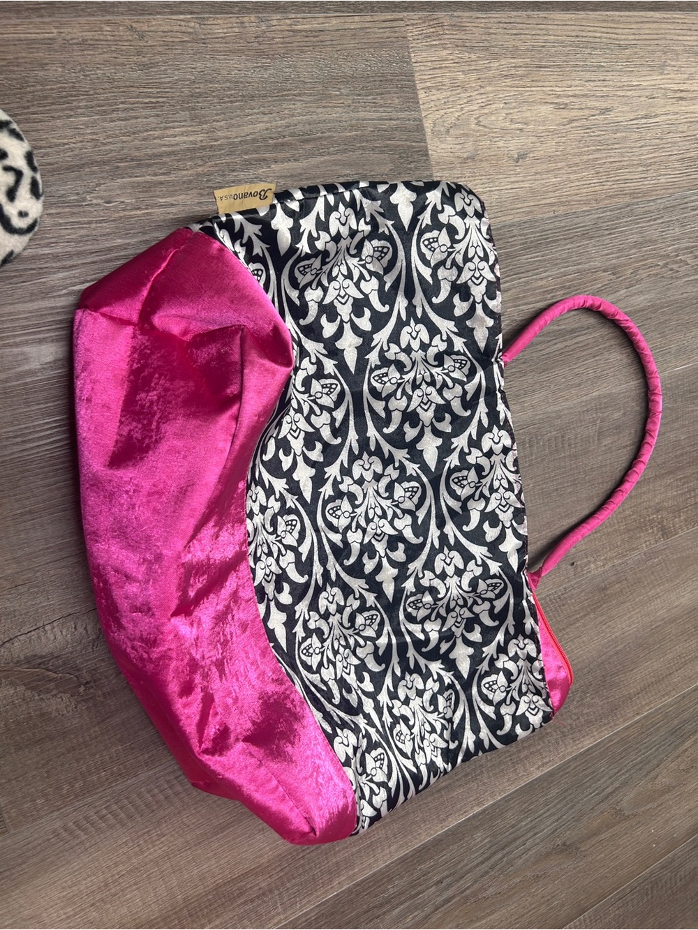 Black & Hot Pink Patterned Tote Bag by Unknown Brand
